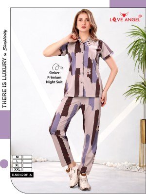 Love Angel Rayon Night Suit Set for Women night wear catalogs