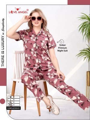Love Angel Rayon Night Suit Set for Women night wear catalogs