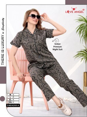Love Angel Rayon Night Suit Set for Women night wear catalogs