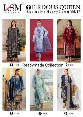 Lsm Firdous Vol 17 Readymade Karach Suit Heavy Lawn Cotton Catalogue Pcs Wholesale Rate  readymade suit catalogs