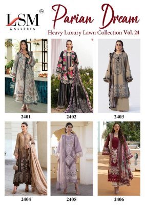 Lsm Parian Dream Vol 24 Karachi Dress Material  Heavy Lawn Cotton pakistani suit catalogs