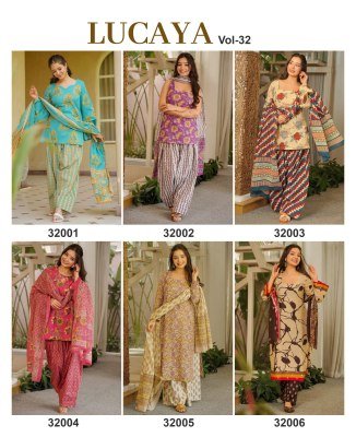 Lucaya Vol 32 Cambric Cotton Printed Kurti Farsi Salwar with Dupatta Set readymade suit catalogs