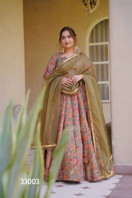 Lucaya Vol 33 Fully Flared Silk Anarkali Gown Set with Organza Dupatta wholesale catalogs