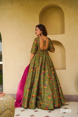Lucaya Vol 33 Fully Flared Silk Anarkali Gown Set with Organza Dupatta fancy Anarkali suit catalogs