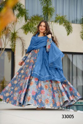Lucaya Vol 33 Fully Flared Silk Anarkali Gown Set with Organza Dupatta fancy Anarkali suit catalogs