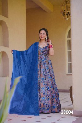 Lucaya Vol 33 Fully Flared Silk Anarkali Gown Set with Organza Dupatta fancy Anarkali suit catalogs