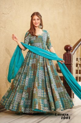 Lucaya vol 19 presenting stunning Beautiful digital printed Ethnic wear gown set collection Amavi