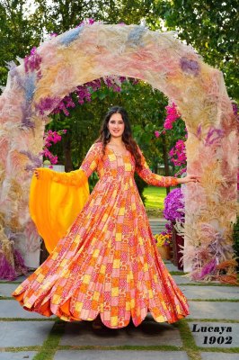 Lucaya vol 19 presenting stunning Beautiful digital printed Ethnic wear gown set collection Amavi