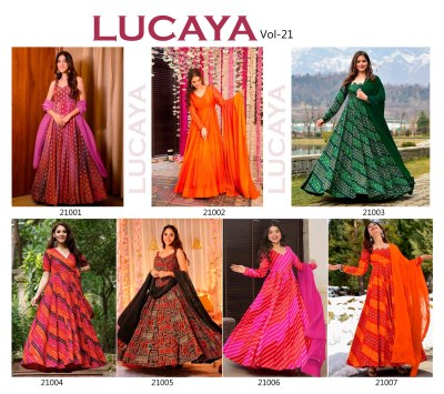 Lucaya vol 21 by Lucaya Heavy air tex Chinon Flair Gown Catalogue at low price gown catalogs