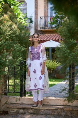 Lucknowi series pure organza silk with embroidered kurti pant and dupatta catalogue readymade suit catalogs