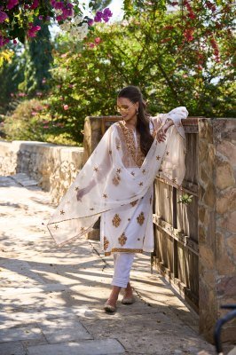 Lucknowi series pure organza silk with embroidered kurti pant and dupatta catalogue readymade suit catalogs