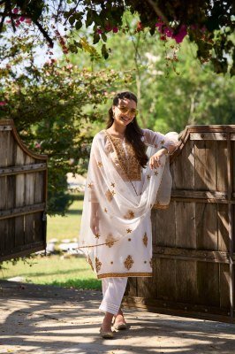 Lucknowi series pure organza silk with embroidered kurti pant and dupatta catalogue readymade suit catalogs