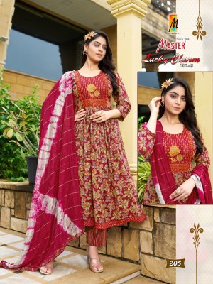 Lucky charm ghera vol 2 by Mayur capsule printed flared top and dupatta with pant collection at low price readymade suit catalogs