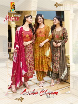 Lucky charm ghera vol 2 by Mayur capsule printed flared top and dupatta with pant collection at low price readymade suit catalogs
