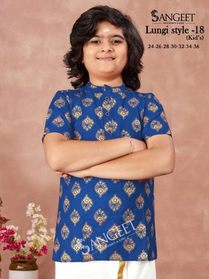 Lungi style 18 by Sangeet Heavy Reyon Gold Printed Kids Kurta catalogue at affordable rate Mens