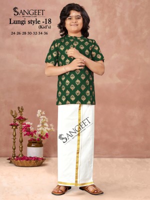 Lungi style 18 by Sangeet Heavy Reyon Gold Printed Kids Kurta catalogue at affordable rate mens shirts