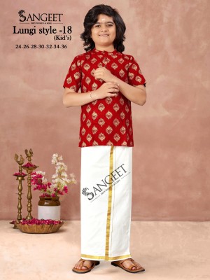 Lungi style 18 by Sangeet Heavy Reyon Gold Printed Kids Kurta catalogue at affordable rate mens shirts