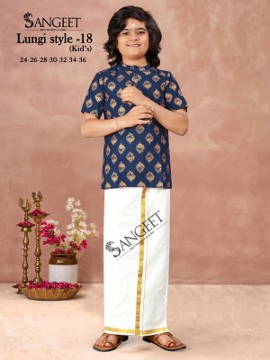 Lungi style 18 by Sangeet Heavy Reyon Gold Printed Kids Kurta catalogue at affordable rate mens shirts