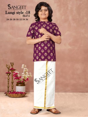 Lungi style 18 by Sangeet Heavy Reyon Gold Printed Kids Kurta catalogue at affordable rate mens shirts
