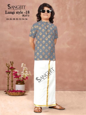Lungi style 18 by Sangeet Heavy Reyon Gold Printed Kids Kurta catalogue at affordable rate mens shirts