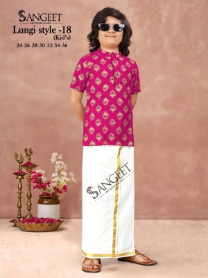 Lungi style 18 by Sangeet Heavy Reyon Gold Printed Kids Kurta catalogue at affordable rate mens shirts