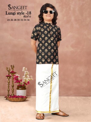 Lungi style 18 by Sangeet Heavy Reyon Gold Printed Kids Kurta catalogue at affordable rate mens shirts