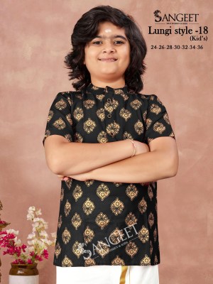 Lungi style 18 by Sangeet Heavy Reyon Gold Printed Kids Kurta catalogue at affordable rate mens shirts