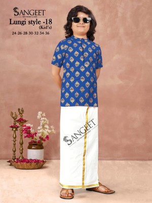Lungi style 18 by Sangeet Heavy Reyon Gold Printed Kids Kurta catalogue at affordable rate mens shirts