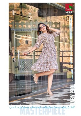Lux 3 by Chhaya kurti heavy georgette printed western wear tunic catalogue western wear catalogs
