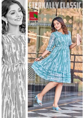 Lux 3 by Chhaya kurti heavy georgette printed western wear tunic catalogue western wear catalogs