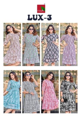 Lux 3 by Chhaya kurti heavy georgette printed western wear tunic catalogue western wear catalogs