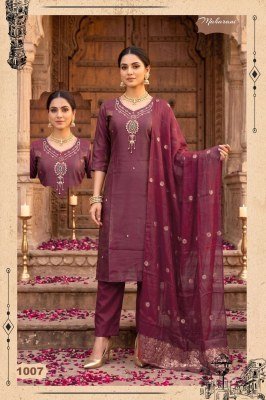 MAHARANI Heavy Shimmer Roman Silk 3-Piece Kurti Pant Dupatta Set kurti pant with dupatta Catalogs