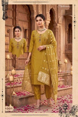 MAHARANI Heavy Shimmer Roman Silk 3-Piece Kurti Pant Dupatta Set kurti pant with dupatta Catalogs