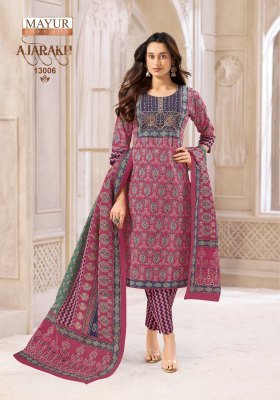 MAYUR CREATION AJARAKH Vol-13 Pure Cotton Printed Pant Set with Neck Embroidery kurti pant with dupatta Catalogs