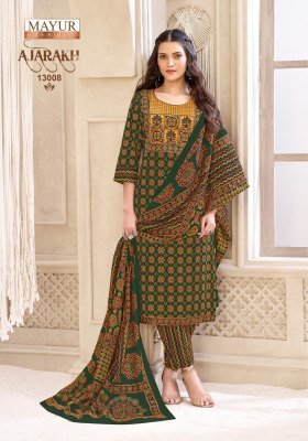 MAYUR CREATION AJARAKH Vol-13 Pure Cotton Printed Pant Set with Neck Embroidery kurti pant with dupatta Catalogs