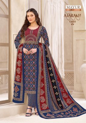 MAYUR CREATION AJARAKH Vol-13 Pure Cotton Printed Pant Set with Neck Embroidery kurti pant with dupatta Catalogs