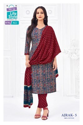 MCM Ajrak Vol 5 Pure Cotton Kurti Pant Set with Dupatta readymade suit catalogs