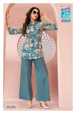 MCM Life Style Zilmil Vol. 05 Heavy Vertican Discharge Print Top Palazzo Set kurtis catalogs