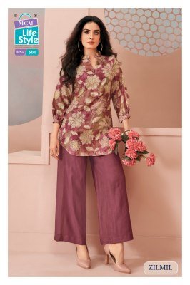 MCM Life Style Zilmil Vol. 05 Heavy Vertican Discharge Print Top Palazzo Set kurtis catalogs