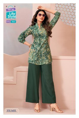 MCM Life Style Zilmil Vol. 05 Heavy Vertican Discharge Print Top Palazzo Set kurtis catalogs