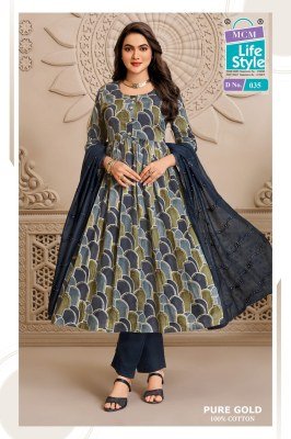 MCM PURE GOLD VOL-2 Premium Heavy Cotton Umbrella Kurti, Pant and Dupatta kurti pant with dupatta Catalogs