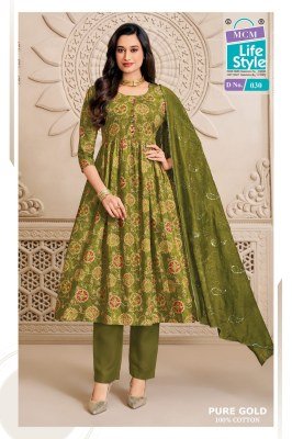 MCM PURE GOLD VOL-2 Premium Heavy Cotton Umbrella Kurti, Pant and Dupatta kurti pant with dupatta Catalogs
