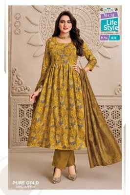 MCM PURE GOLD VOL-2 Premium Heavy Cotton Umbrella Kurti, Pant and Dupatta kurti pant with dupatta Catalogs