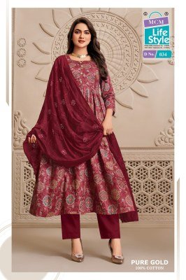 MCM PURE GOLD VOL-2 Premium Heavy Cotton Umbrella Kurti, Pant and Dupatta kurti pant with dupatta Catalogs