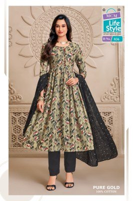 MCM PURE GOLD VOL-2 Premium Heavy Cotton Umbrella Kurti, Pant and Dupatta kurti pant with dupatta Catalogs