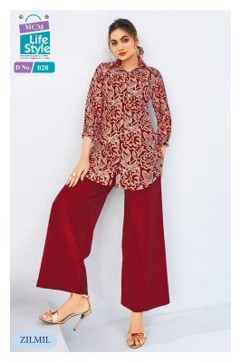 MCM Zilmil Vol 2 Heavy Vertican Foil Print Top And Plazo Set kurtis catalogs