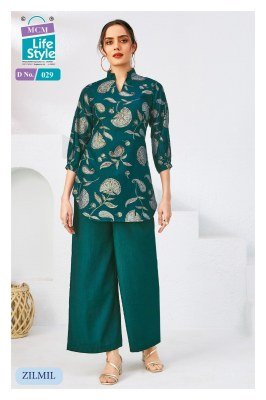 MCM Zilmil Vol 2 Heavy Vertican Foil Print Top And Plazo Set kurtis catalogs