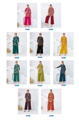 MCM Zilmil Vol 2 Heavy Vertican Foil Print Top And Plazo Set kurtis catalogs