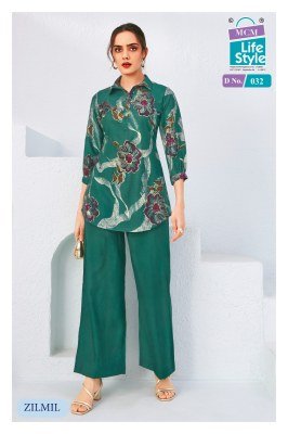 MCM Zilmil Vol 2 Heavy Vertican Foil Print Top And Plazo Set kurtis catalogs