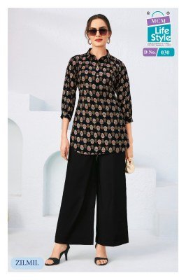 MCM Zilmil Vol 2 Heavy Vertican Foil Print Top And Plazo Set kurtis catalogs